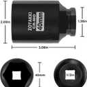 1/2" Drive x 40 mm Deep 6 PT Impact Socket, CR-MO, 1/2-inch Drive 6 Point Axle Nut Socket for Easy Removal of Axle Shaft Nuts (40MM