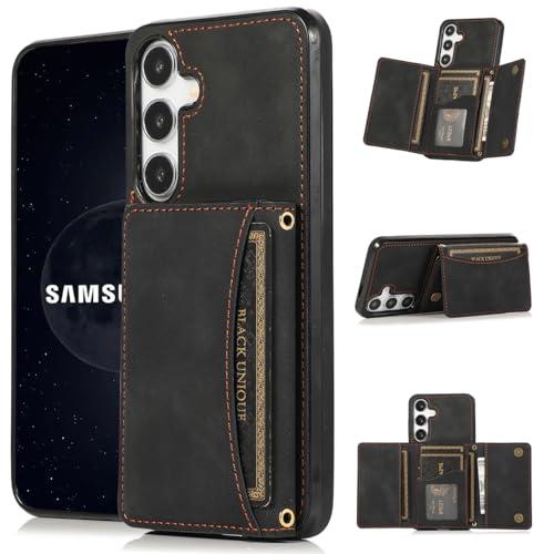 NKECXKJ Design for Galaxy S25 5G Wallet Case with Credit Card Holder Slot PU Leather Phone Cover Stand Kickstand Shockproof Protective Cell Accessories for Samsung S 25 Women Men Girls Black