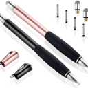 MEKO (2nd Generation) [2 in 1 Precision Series] Disc Stylus Pen for iPhone, iPad Pro/Mini/Air, Samsung Galaxy and All Touch Screen Devices Bundle with 6 Replacement Tips,Pack of 2(Black/Rose Gold)