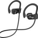 Bluetooth Headphones, Deep Bass Wireless Running Headphones w/16 Hrs Playtime, Bluetooth Earbuds in-Ear w/Earhooks, IPX7 Waterproof Sports Earphones with Microphone for Calls (Black)