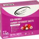 Air Jungles Laundry Detergent Sheets 100 Loads, Flora Bliss Scent, Easy to Use, Zero Waste Solution, Lightweight, Powerful Cleaning, Ideal for Home and Travel, 50 Count