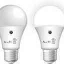 AmeriTop Dusk to Dawn Light Bulb- 2 Pack, A19 LED Sensor Light Bulbs; UL Listed, Automatic On/Off, 800 Lumen, 10W(60 Watt Equivalent), E26 Base, Indoor/Outdoor Lighting Bulb (5000K Daylight)