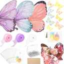 334 PCS Flower Bouquet Accessories, 120 Sheets Flower Bouquet Wrapping Paper, Waterproof Flower Wrapping Paper with Ribbons Flower Pins 3D Butterflies Bamboo Stick and Cards for DIY Craft Gift Package