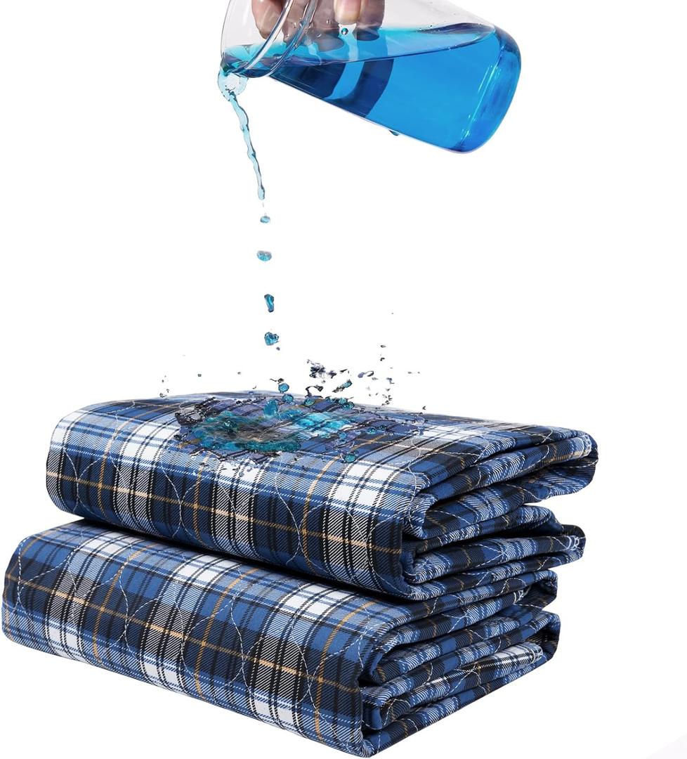 Non-Slip Bed Pads for Incontinence Washable (36" x 52"|Pack of 2),Waterproof Bed Pads, Adult Washable Incontinence Bed Pads for Adults, Dog, Kids (Blue)