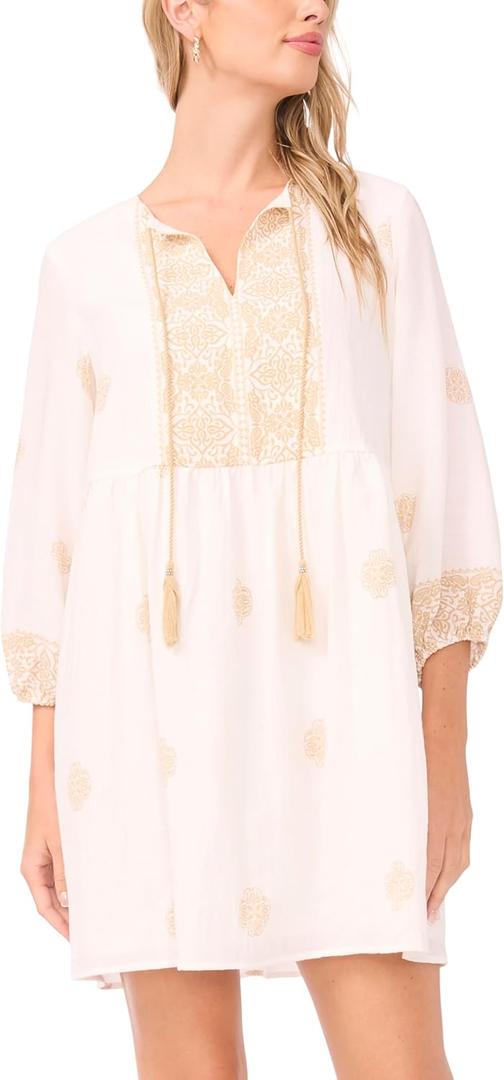 Vince Camuto Mini Dress with Neck Tie (X-Small, Camel)