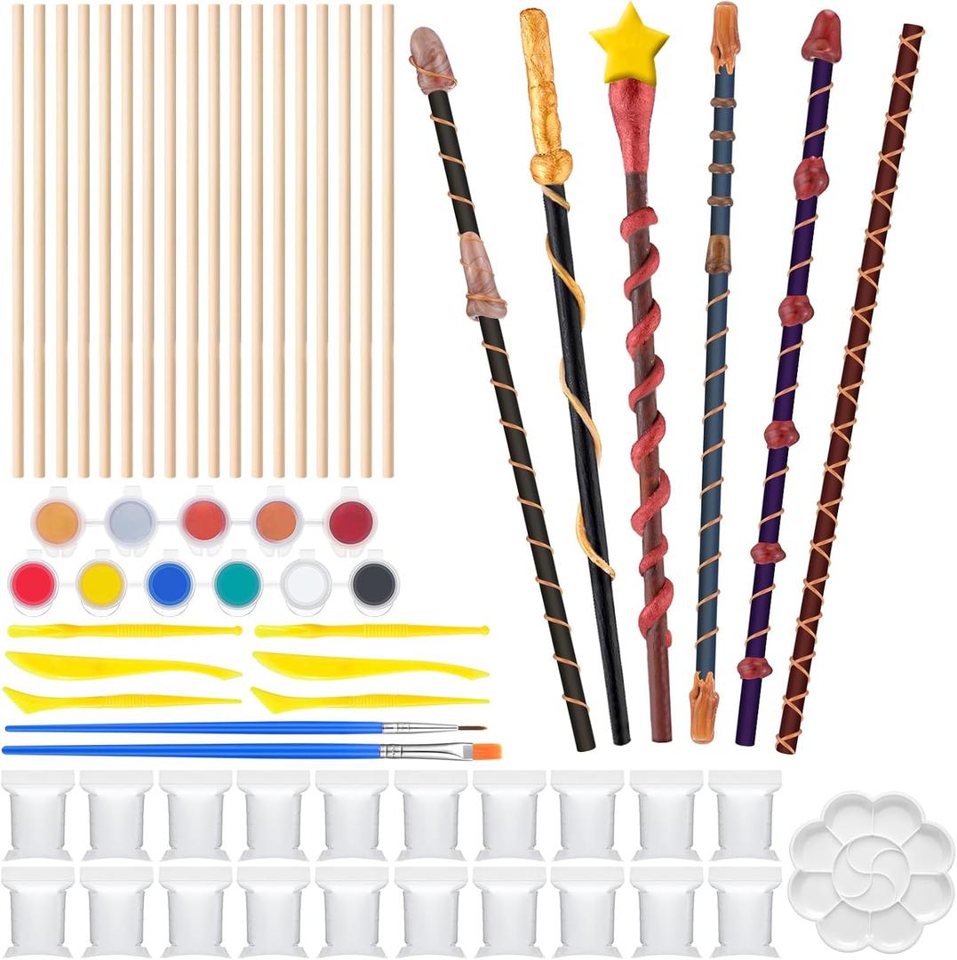 47 Pcs Magic Wizard Wand Making Kit DIY Craft Set for Kids Adult Make Your Own Wizard Wands for School Student Activities Kids Birthday Party Gift Halloween Witch Theme Cosplay Party Supplies