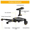 Universal Stroller Board with Detachable Seat, 2-in-1 Stroller Ride-On Board for Toddler, Fits Most Stroller Brands, Sit and Stand Stroller Attachment, Holds Up to 55 lbs for Kids Ages 3-7
