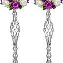 Wedding Centerpieces for Reception Tables, Twist Candleholder Stands, Wedding Flower Arrangement Vases, Metal Centerpieces for Wedding Road-Leading Home Decor (2 x Silver, 23.23"(59cm))