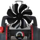 Tomersun Wood Stove Fan 8 Blades Heat Powered, Fireplace Fan Woodstove for Heater (Included Bracket), Wood Burning Stove Non Electric Thermoelectric Thermal Fan w/Thermometer (Full Medium)