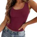 Zeagoo Women's Double Lined Square Neck Tank Top Sleeveless Basic Crop Tops Trendy Going Out Tops