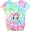 Easter Shirt for Toddler Boys Girls Cute Bunny Face Sunglasses Graphic Tshirt Rabbit Easter Day Gift Short Sleeve Unisex Tops 80