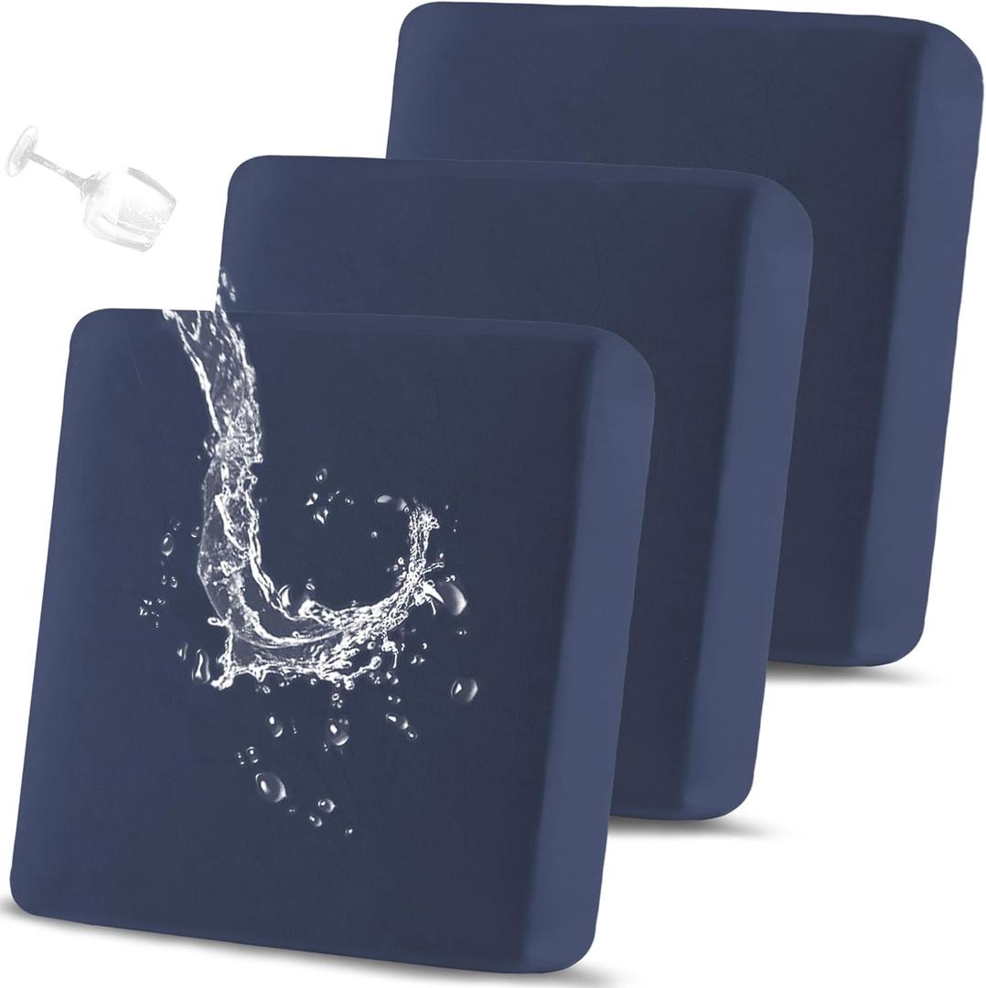 Waterproof Couch Cushion Covers, Stretch Individual Sofa Seat Cover for Sectional L Shaped Sofa, Reversible Couch Furniture Protector for Pets (3-Piece Sofa Cushion Cover, Navy)