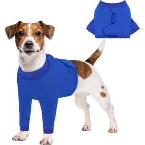 Queenmore Dog Surgery Recovery Sleeve Front Legs, Breathable Dog Recovery Sleeve, Elbow Protector Pet Cone Alternative After Surgery, Blue, M