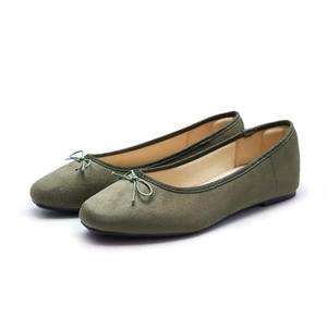 AFEETSING Women's Round Toe Ballet Flats Comfortable Bow Dressy Flats Shoes for Women (A-Olive Green, Numeric_8_Point_5) Size 8,5