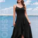 DRESSTELLS Women's Cocktail Dresses, Formal Wedding Guest Graduation Party High Low Dress (Black, S)