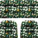 DANGHOOGY Wicker Chair Cushions, Waterproof Outdoor Loveseat Cushions for Patio Furniture, Tufted Wicker Furniture Cushions, 1 Loveseat and 2 U-Shaped Cushions (Green Floral)