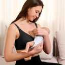 Double Couple Comfort Nursing Bras for Breastfeeding Sleeping Maternity Bra Seamless V Neck Wireless Bra with Extenders (Small, Black)