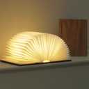 5.7 Inch Wooden Book Lamp - Portable Folding LED Book Light for Reading, Home & Library Decor, Unique Gift for Book Lovers, Magnetic Night Light (Walnut) (Middle)