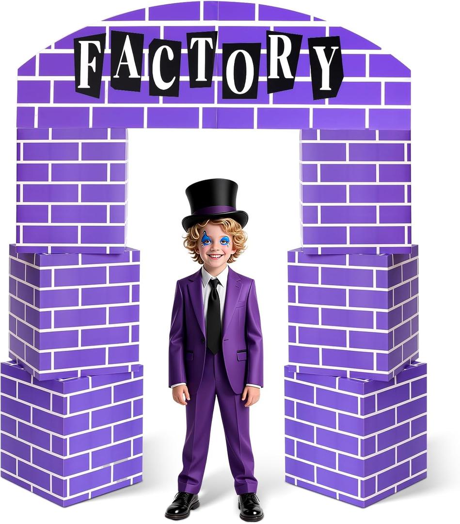 7 Pcs Factory Cardboard Castle Arch Party Decorations 47 x 55 Inch Movie Playhouse Boxes Castle House Backdrop for Candy World Photo Props Supplies Birthday Gift