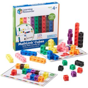 Learning Resources MathLink Cubes Early Math Activity Set - 115 Pieces, Ages 4+, Classroom Must Haves, Preschool Activities, Teacher School Supplies, Toddler Montessori Toys, Math Manipulatives