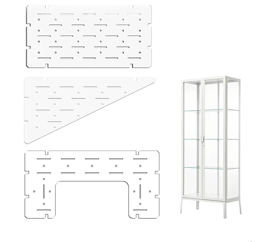 Acrylic Shelves for IKEA Milsbo Tall Greenhouse Cabinet- 8mm Thick, Clear Acrylic Plant Corner Shelves Compatible with Tall IKEA Milsbo Glass Cabinet - 3 Pack Combo Set