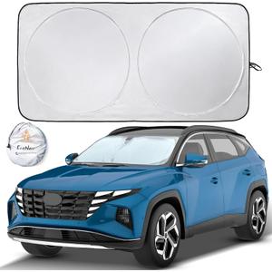 EcoNour Car Shade Front Windshield | Windshield Dash Protector for Maximum UV Rays and Sun Heat Protection | Sun Visor Car Interior Accessory for Cooler Interior | Large (64 x 34 inches)