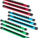 DURATECH Magnetic Socket Organizer Set, 1/4”, 3/8”, 1/2” Aluminum Alloy Socket Rail with 96 Clips, Socket Holder for Tool Box Drawer, Tool Cart and Garage Organization(9PCS)