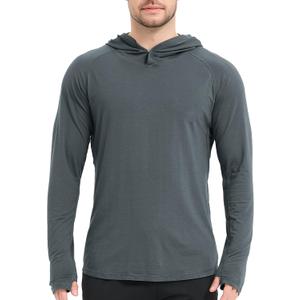 netdraw Men's Ultra-Soft Bamboo Viscose Hoodie Shirt UPF 50+ Sun Protection Long Sleeve Lightweight UV Shirt (Medium, Oil Grey)