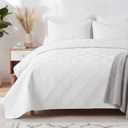 Whale Flotilla Extra Soft Full Queen Quilt Bedding Set, Lightweight White Bedspreads Quilts Queen Size with Modern Pattern, Reversible 3-Piece Coverlet with 2 Pillow Shames for All Seasons