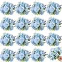 Lyrow 16 Pcs Peony Artificial Flowers Fake Silk Hydrangea Bouquet Elegant Peony Flowers for Wedding Decoration Faux Realistic Floral for Home Party Table Centerpieces Arrangement (Blue)