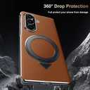 [One-Piece 3-in-1 Case for Samsung Galaxy Z Fold 7: Compatible with MagSafe, Built-in Hinge & Screen Protector, 360 Magnetic Ring Stand, Full-Body Protection Genuine Leather Cover, Brown