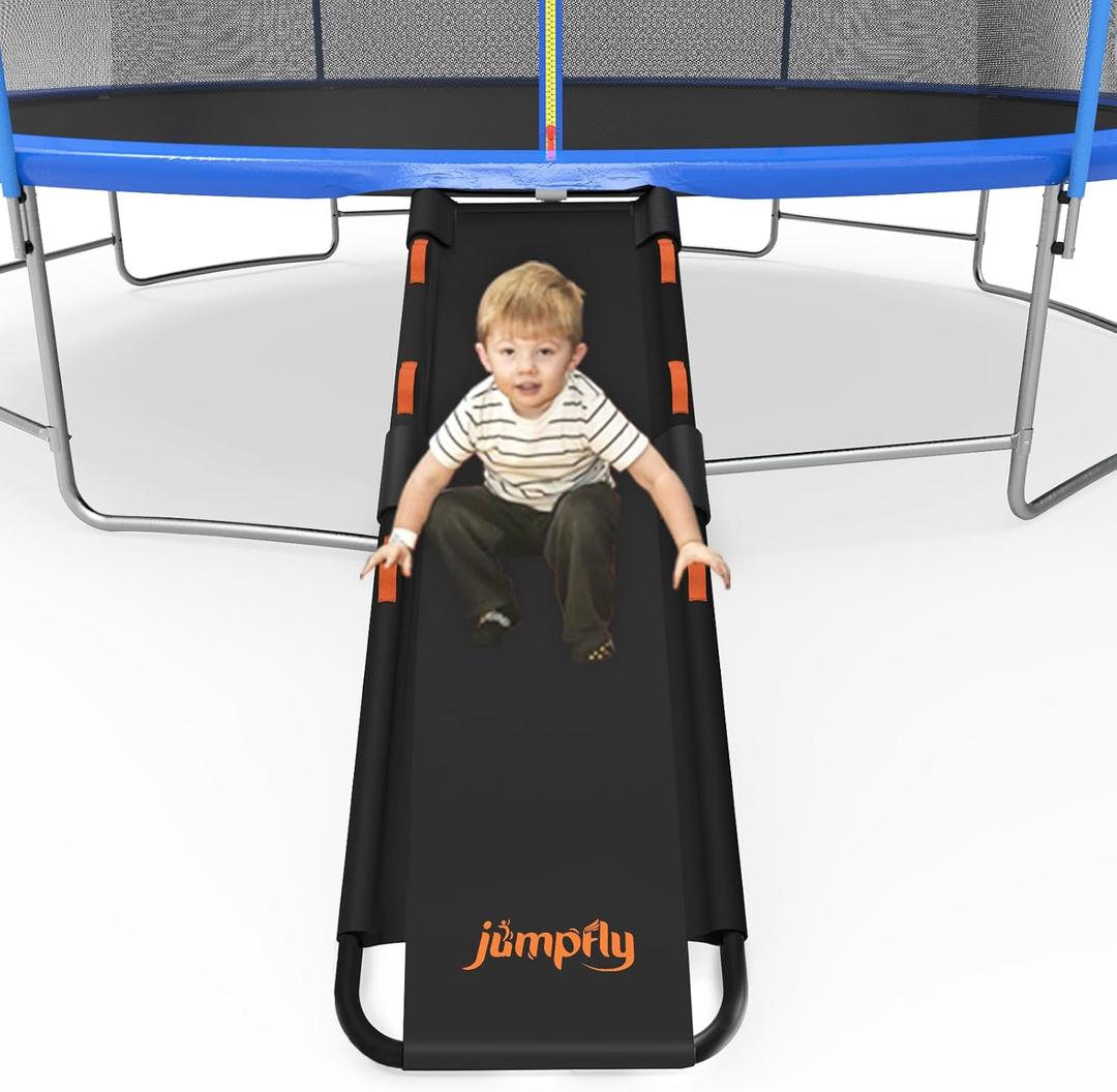 Jumpfly Trampoline Slide Ladder Universal Trampoline Ladder with Handles Strong Tear Resistant Fabric Trampoline Accessories for Kids Toddler Climb Up & Slide Down, Orange