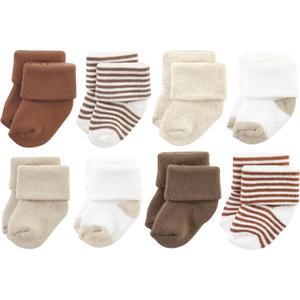 Hudson Baby baby-girls Cotton Rich Newborn and Terry Socks (6-12 Months, Neutral Brown)