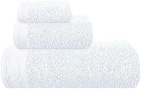 MALLONI HOME Ultra Soft 3 Pack Cotton Towel Set, Contains a Bath Towels 28x55 inch, a Hand Towels 16x24 inch & a Wash Cloths 12x12 inch, Ideal for  Everyday Use, Compact & Lightweight - White, Medium