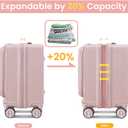 TRAVELEO 3 Piece Luggage Set 16 Inch Carry On with Front Opening, Expandable PC Hardshell Suitcase with 14" Cosmetic Case & Handbag, Lightweight Underseat Rolling Luggage with TSA Lock & PVC Cover