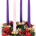 Christmas Advent Wreath - Red Berry Season Centerpiece Decor - Advent Candle and X-mas Candles Decorations