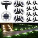 Joomer 16 Pack Solar Ground Lights, 2-in-1 Solar Lights Outdoor Waterproof Solar Powered Disc Light Landscape Garden Lighting Light for Patio Pathway Lawn Yard Driveway Walkway Deck Step(White)