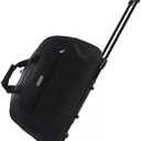 Small Wheeled Duffel Bag, Large Capacity Rolling Travel Luggage, Black Waterproof Suitcase With Retractable Handle