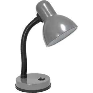 Simple Designs LD1003-GRY Basic Metal Desk Lamp with Flexible Hose Neck for Office, Living Room, Bedroom, College Dorm, Bookshelf, Gray (Single Pack)
