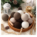 12 Pcs Neutral Matte Christmas Ball Ornaments 3.15 Inch Large Rustic Textured White Ivory Taupe Brown Xmas Ornaments Vintage Modern Christmas Decorations for Tree Farmhouse Decor