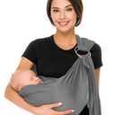 CUBY Water Baby Sling Carrier Lightweight Breathable Mesh Baby Ring Slings, Adjustable Quick-Drying Ring Sling Baby Carrier for Newborn Kids Toddlers Summer Swimming Pool Beach (Light Gray)