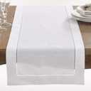 Saro Lifestyle Hemstitched Border Table Runner, White, 16"x120"