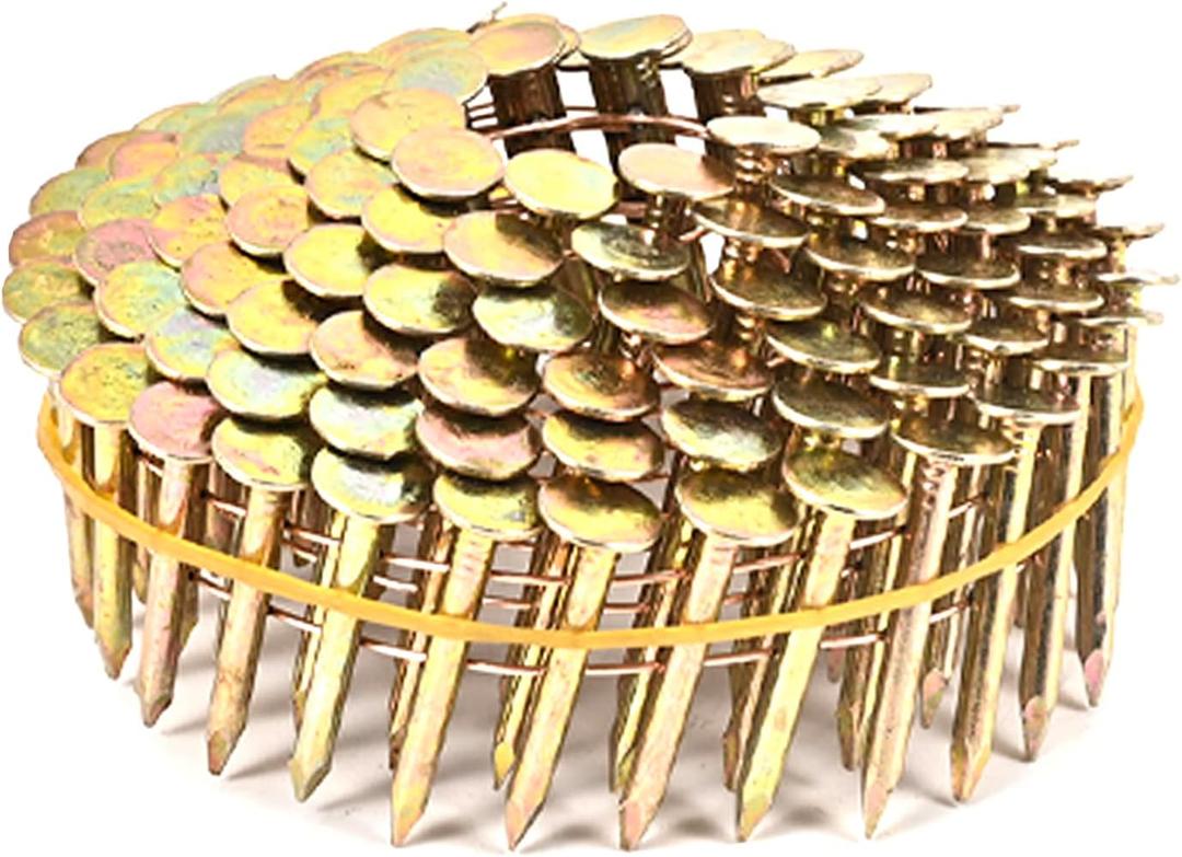 1200 Count Coil Roofing Nails 1-1/4 Inch x .120-Inch for Roofing Nail Gun, 15 Degree Round Head Wire Weld Collated Roofing Nail, Smooth Shank Electro Galvanized Air Nails for Roofs