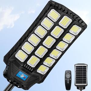 Solar Street Lights Outdoor Waterproof, 14000W Large Solar Parking Lot Light Outside Dusk to Dawn, Motion Sensing & Remote Control, Pole or Wall Mount, for Commercial Yard Garage Patio Barn