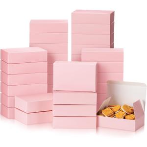 FillTouch Pink 36 Pcs Cookie Boxes Small Bakery Biscuit Boxes for Dessert Cake Donuts Pie Candy Party Favor (6 x 4 x 1.6 Inch)