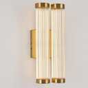 Modern Glass LED Wall Sconce, 16.5' Gold Bathroom Wall Sconce, Modern Double Sconce Wall Lighting, 3CCT Dimmable Gold Wall Light, Bedroom Sconce, Wall Lamp for Living Room, Stairway, Hallway, Double Style