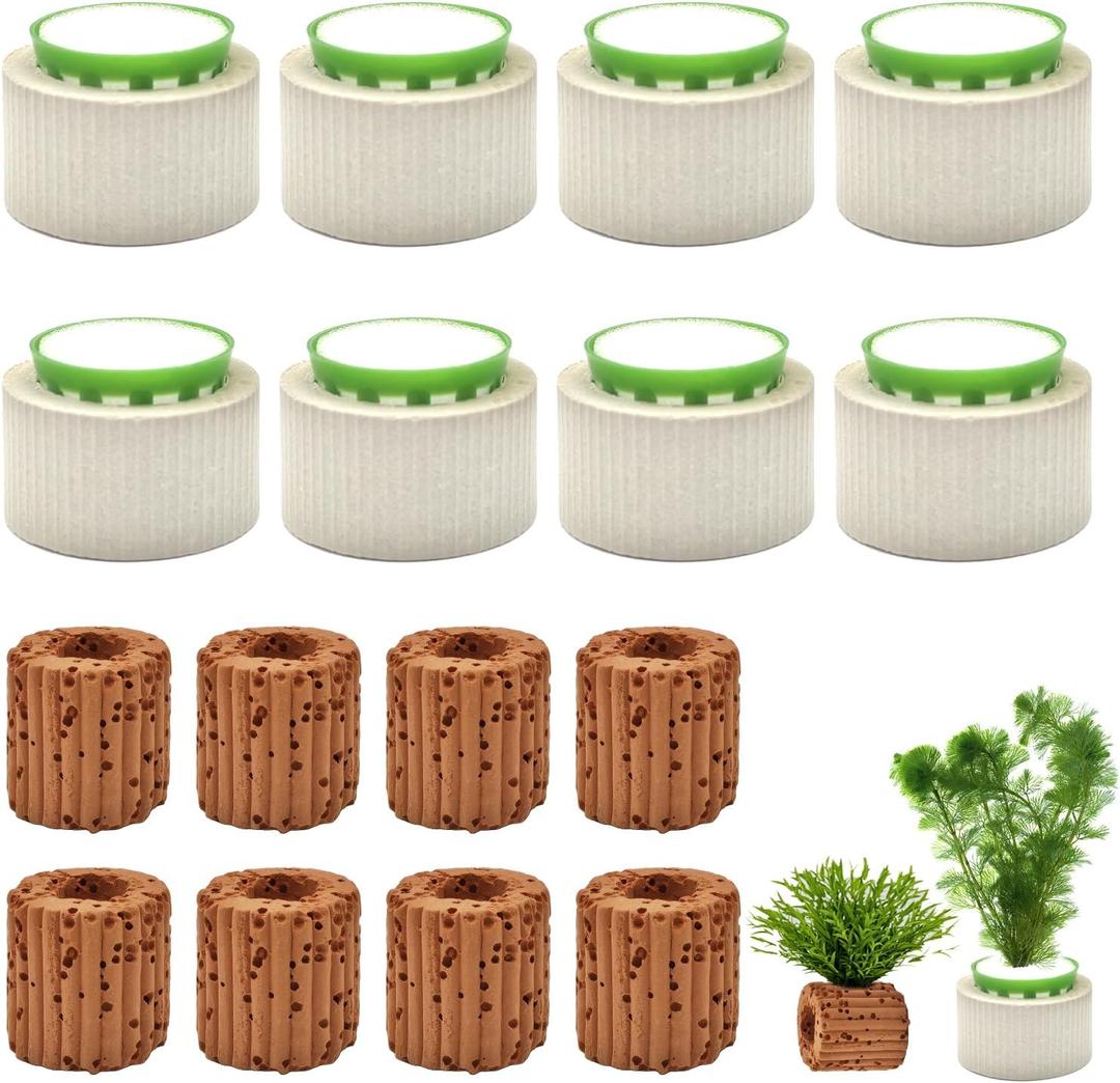16 Pack Aquarium Plant Weights, Aquatic Plants Fixed Ring Set, Anti-Floating Ceramic Aquarium Plant Rings, Aquarium Landscape Decoration Fish Tank Accessories 1.8 x 1.3 Inch