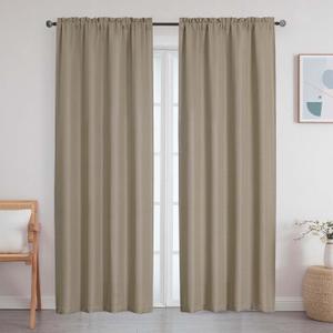 Camel Curtains 84 Inches Long 2 Panels Set, Faux Linen Textured Light Filtering Curtains for Bedroom Living Room Soft Airy Solid Rod Pocket Drapes, Camel, 2 Pcs Each 40Wx84L Inch