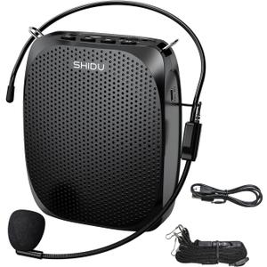 SHIDU Portable Voice Amplifier Personal Microphone Headset for Speaking Rechargeable Mini Pa System for Teachers Tour Guides Coaches Classroom Singing Yoga Fitness Instructors (Black)