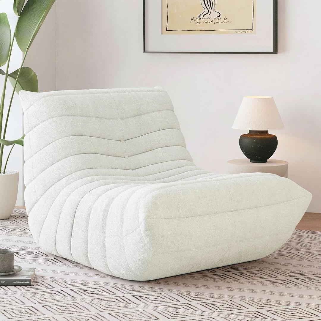 Gorgeous Lazy Floor Sofa for Adults, Luxurious Fireside Chair, Super Comfy Bean Bag Chair, Soft and Stylish Togo Sofa for Bedroom, Living Room and More, Off White